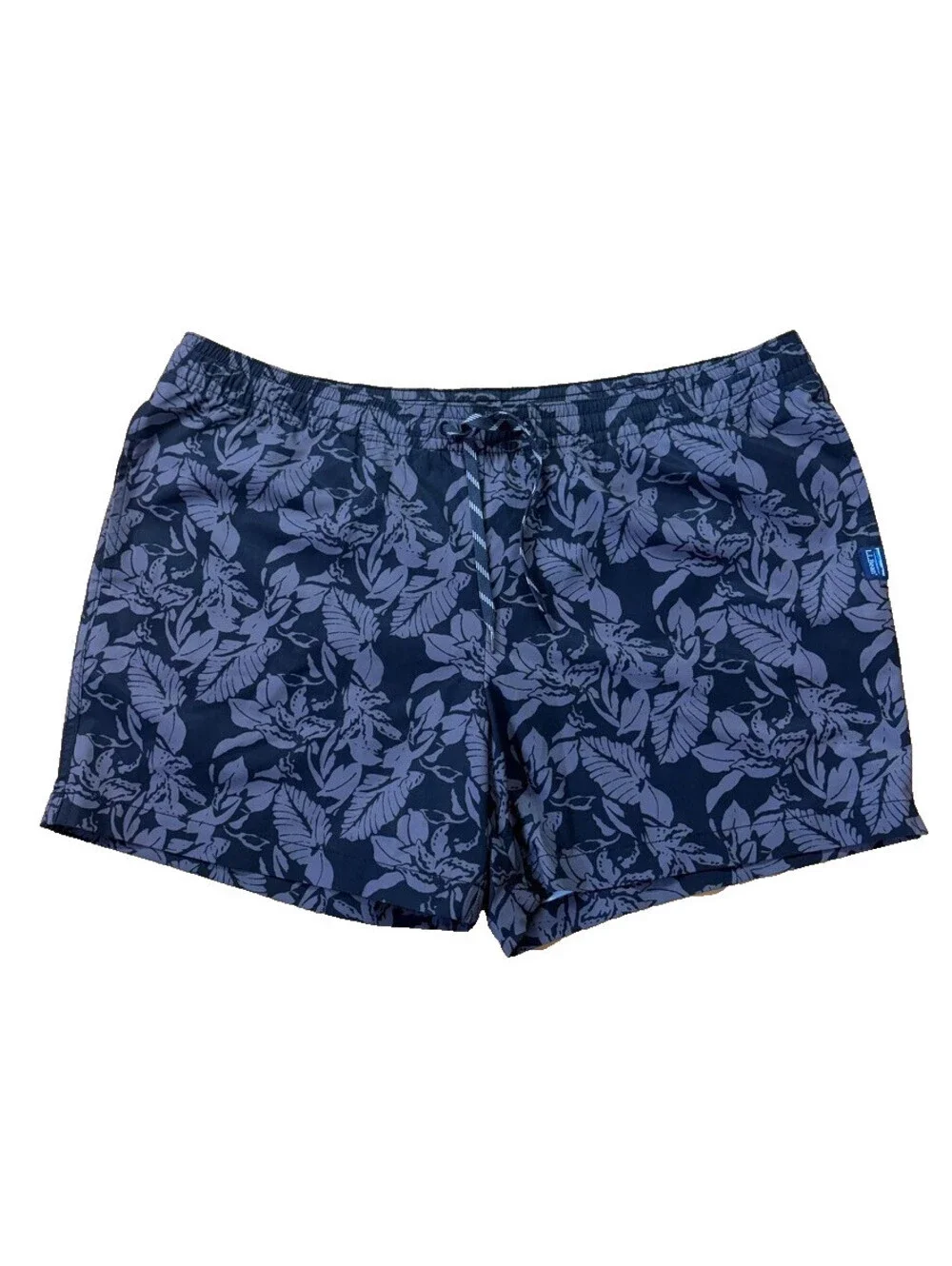 L.L.Bean Swim Trunks Men's XL 40 Navy Gray Floral Board Shorts Lined Drawstring
